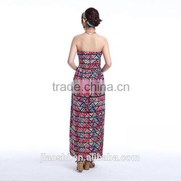 2016 off Shoulder Printed Sweetheart Neck Backless Sexy Long Women Dress With Fashion Style photo-5