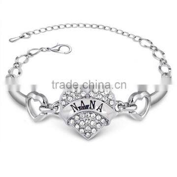 Family Jewelry Mom Sister Daughter Bracelet NANA Heart Shape Beads Crystal Rhinestone For Women Gifts