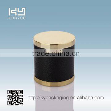 gold metallized with leather perfume cap for perfume bottle