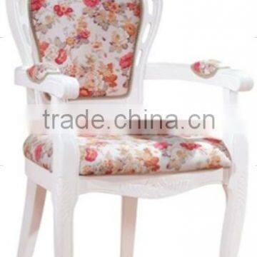 Upholstered dining arm chair,antique style wooden chair