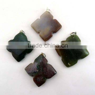 Fancy Jasper 4 Notch Flower Pendant