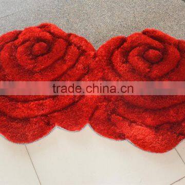 A Flower Hand Made Polyester Microfiber Shaggy Carpet