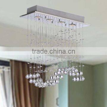 Silver Rectangular Crystal Light Home Chandelier With Crystal Balls photo-2