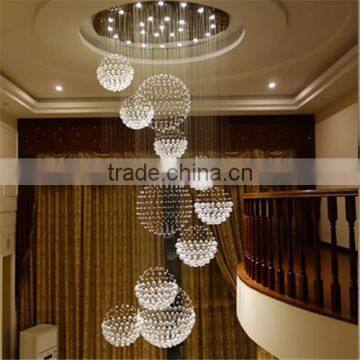 Silver Frame Crystal Raindrop Stair Long Chandeliers Light 92032