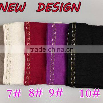 New Design Women's Winter Gold Diamond Pattern Printe Solid Color Long Hijab Muslim Scarf Scarves Hijab Shawls