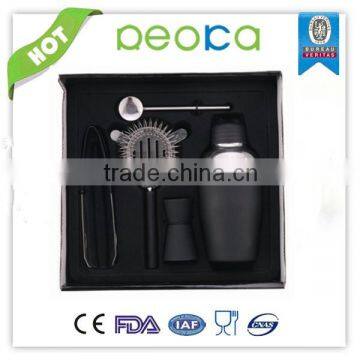 Stainless steel leather travel bar set