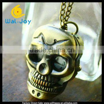 kw-416 fashion skull skeleton antique pocket watch necklace