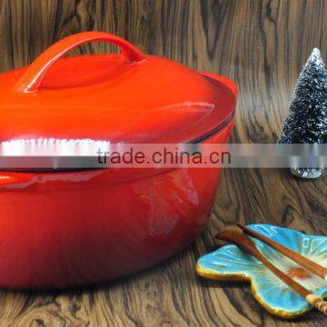 31cm Oval Red Enamel Cast Iron Strew Pot