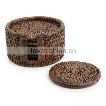 Round Rattan Coaster Set