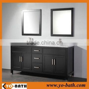 60 inch solid wood bathroom cabinet double sink with marble countertop