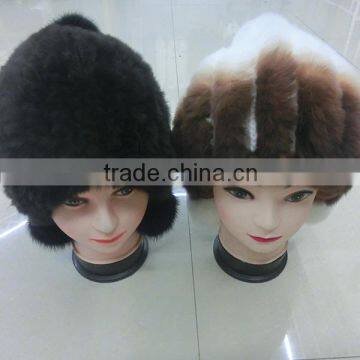 2015 Winter Newest Knitted Rex Rabbit Fur Hats Girls