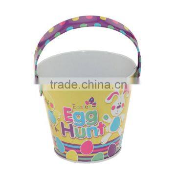 Small Metal Tin Bucket With Handle for Easter photo-3