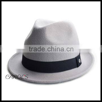 Wholesale Fashionable Custom light grey tribby winter Wool Felt Hat trilby winter Fedora Hat