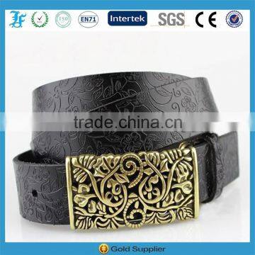 Luxury leather belt high quality waistband emboss pattern retro