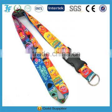 custom students lanyard Polyester silkscreen printing carabiner lanyard with split ring