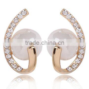 PQER-2091 fashion pearl earrings, elegant woman rhinestone earrings pearl