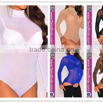 fashion design transparent jumpsuits long sleeves body suit for women skin tight jumpsuit plus size 2016