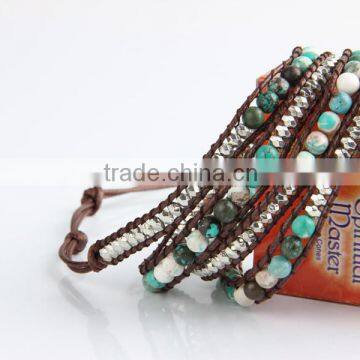 Pure Natural Turquoise Paragraphs Female Winding Bracelet for Men and Women Lovers in Tibet photo-3