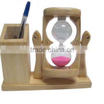Pen Holder Wooden Sand Timer Hourglass photo-2