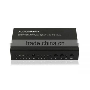 IR Control SPDIF/TOSLINK Digital Optical Audio 4x2 Matrix output transmission distance up to 40m