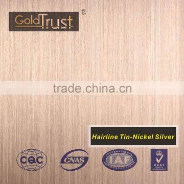 hairline finish cold roll 304/201 stainless steel sheet price ti-nickle sliver colored finish