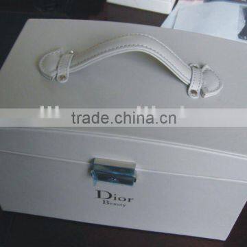 Simple design white leather beauty cosmetic box