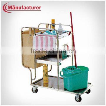 Multi Layers Stainless Steel Clean Service Trolley,Kitchen Wheel Clean Trolley with Mops