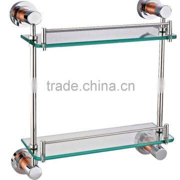 HJ-257 Best seller wall mounted double glass shelf /Wholesale wall mounted double glass shelf /Wall mounted glass shelf