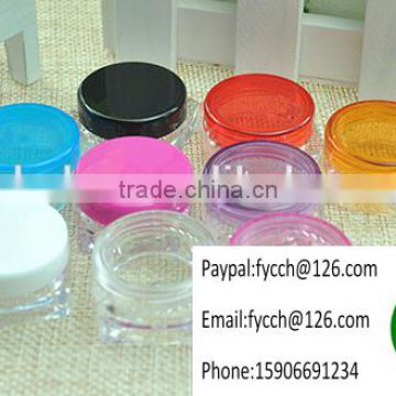 3g Black Plastic jar container with plastic lid cap