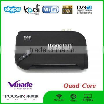 TV box kodi 16.1 fully loaded quad core bluetooth h.265 dvb t2 ott box