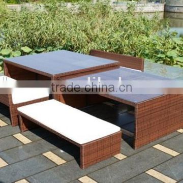 Garden outdoor cube rattan dining table set