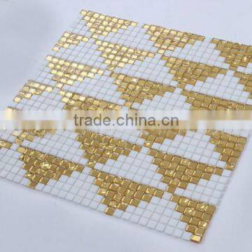 White and gold glass mosaic tile of indoor 4mm (PMGA001)