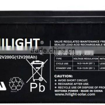 deep cycle gel battery 12v 200ah for solar system