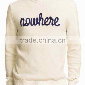 men's' round neck long sleeve pullover with print knitted sweater