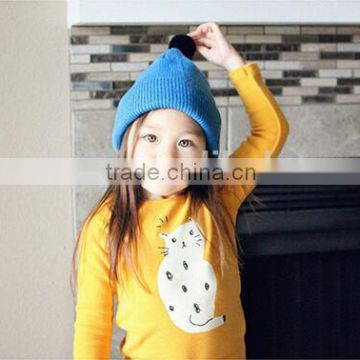 fashion plain design candy sweet kids winter hats and caps with top ball