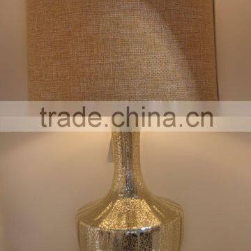 new design round base glass table lamp with leopard print lampstand and cylinder linen lamp shade for home decor