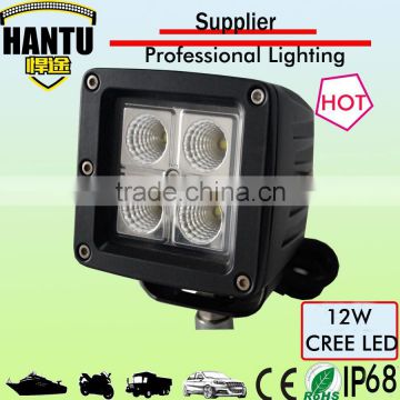 Hot sell suqare working light 3.3'' 12W led combo work light for offroad excavator,truck fork lift