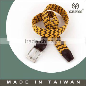 Black and Yellow Weave Genuine Leather Belt