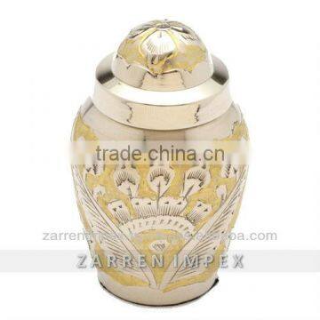 Gold silver 3" Keepsake Urn Brass