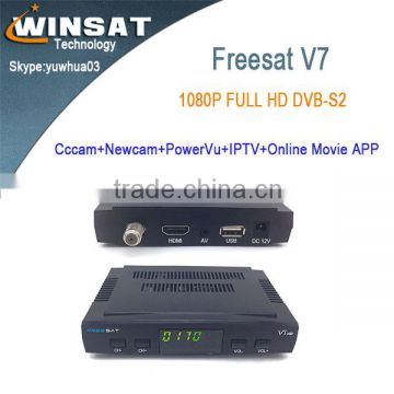 Pre-sale!!! 1080p hd digital DVB-S2 satellite receiver Freesat V7 FTA set top box support cccam, iptv and usb wifi