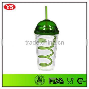 16oz bpa free double wall plastic tumbler with dome lid and swirl straw