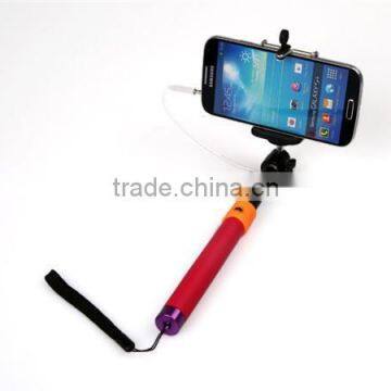 New Product charge free wired monopod selfie stick cable take pole selfie stick