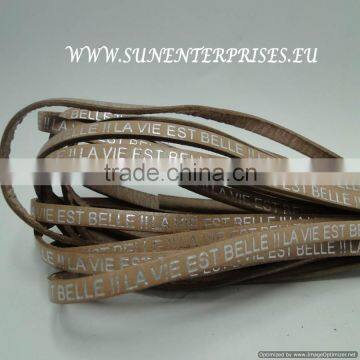 Flat Nappa Leather with names la vie est belle silver Light Brown 3077