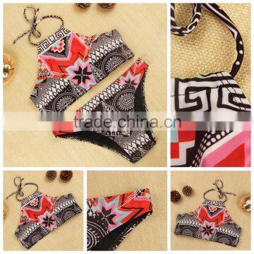 BSC014 Very hot sale women triangle fission printing swimwear bikini