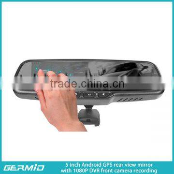 Multifunctional Gps navigation car rear view mirror with full hd dual records and wifi