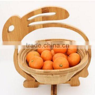 Handmade Fruit Basket Bowl Folding Bamboo Collapsing Bread Thai Bamboo Wood Handmade Decor Idea photo-2