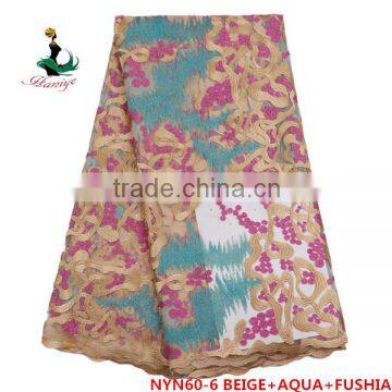 Haniye 2016 Fashion African Wedding Dress Embroidered Net Lace /tulle Lace Fabric/NYN60 photo-5