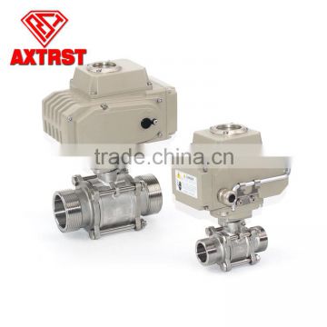 3pc ss Stainless Steel male thread ball valve with electric actuator