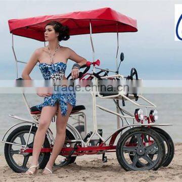 2 person family use surrey cike for city tour