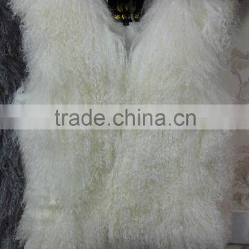 Latest style European style knitted women winter lamb fur vest